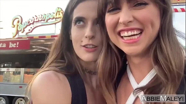 Risky Public Restroom Threesome - Abbie Maley And Riley Reid Almost Caught Fucking!